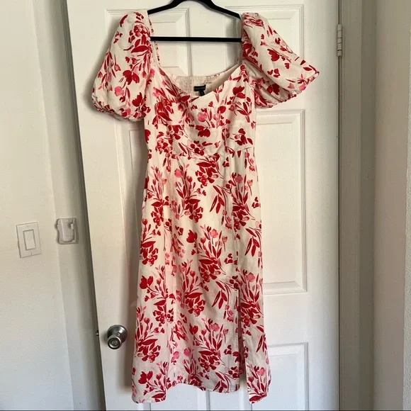 NWT Banana Republic puff sleeve white floral dress - Picture 4 of 14